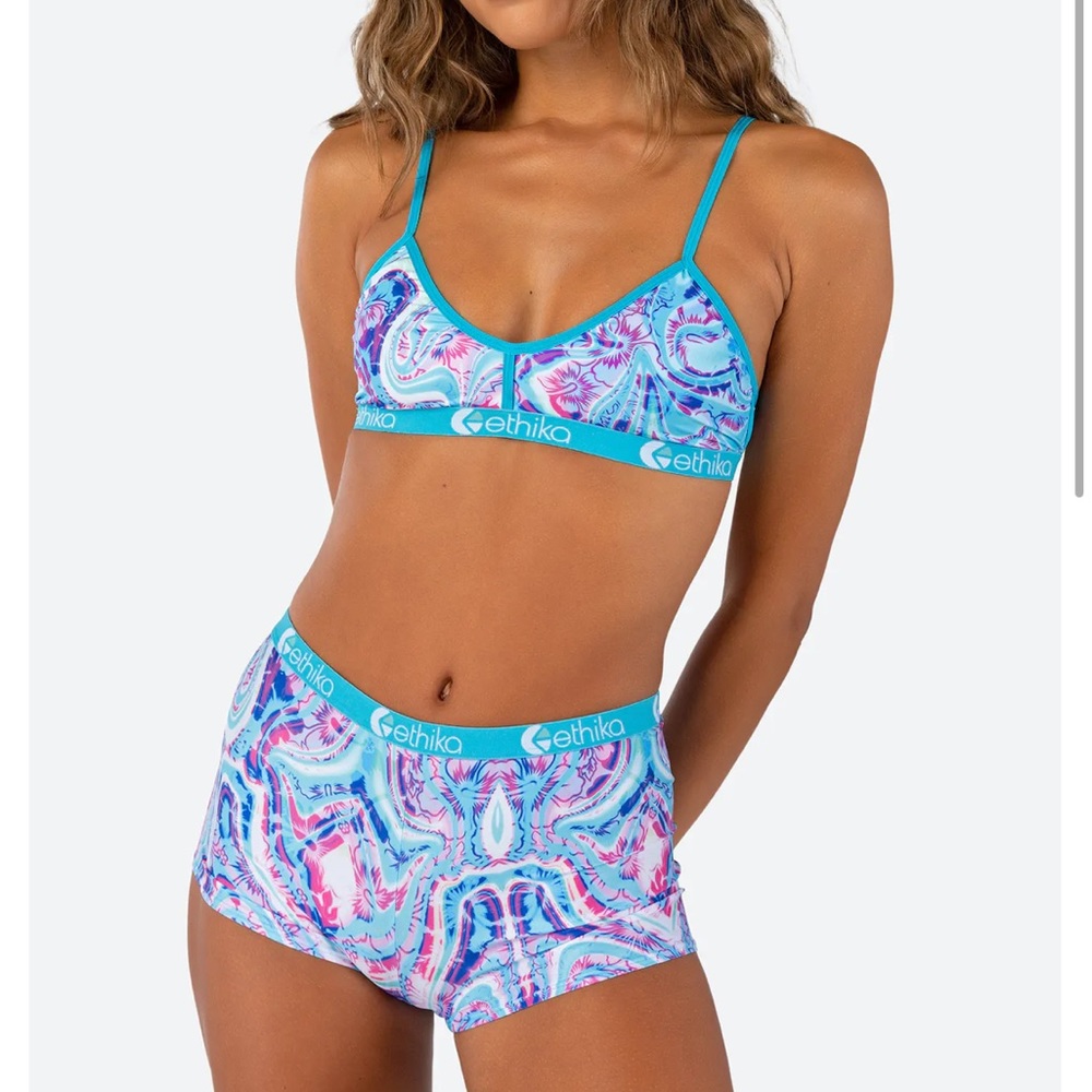 Ethika acrylic drip bralette, size medium